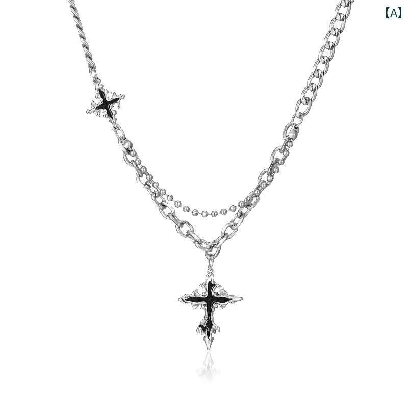 ネックレス メンズ ヒップ ホップ 溶けた クロス ペンダント ネックレス メンズ ハイエンド センス ク..