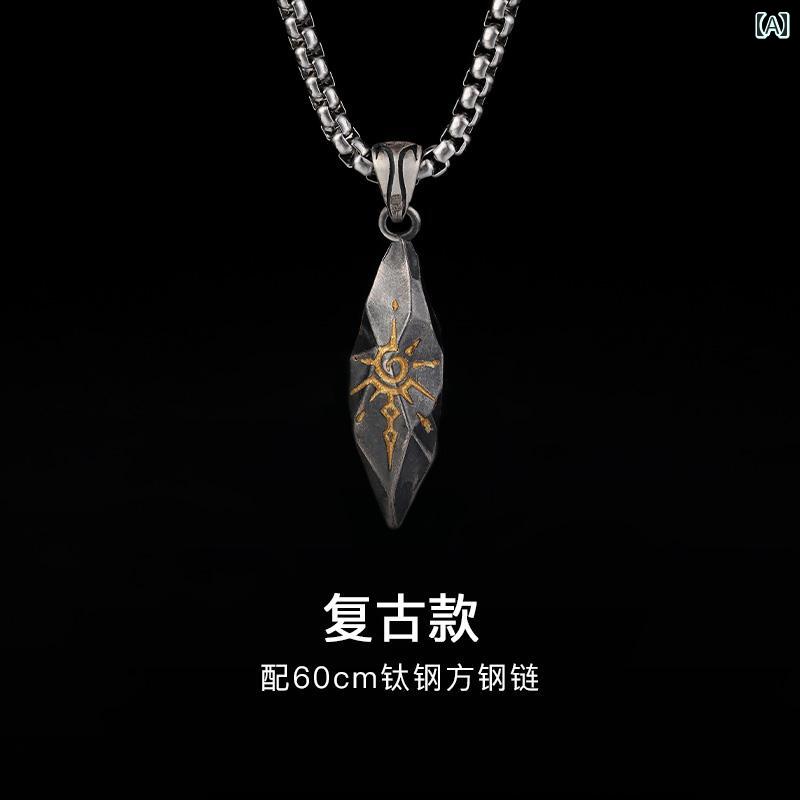 ネックレス メンズ ヒップ ホップ ウィッシング ストーン メンズ スター リング シルバーネックレス ギ..