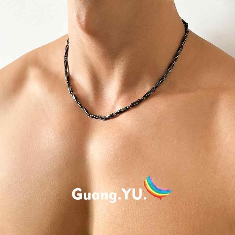 ネックレス メンズ ヒップ ホップ GuangYu ブラックと シルバーの メビウス ネックレス メンズ レトロ ..