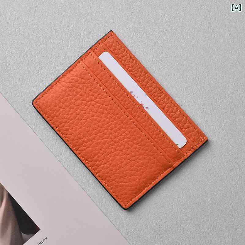 カードホルダー 女性用 革 カードホルダー 精巧 コンパクト 薄型 シンプル第一層 牛革 ワンピース ハイエンド 名刺 ホルダー
