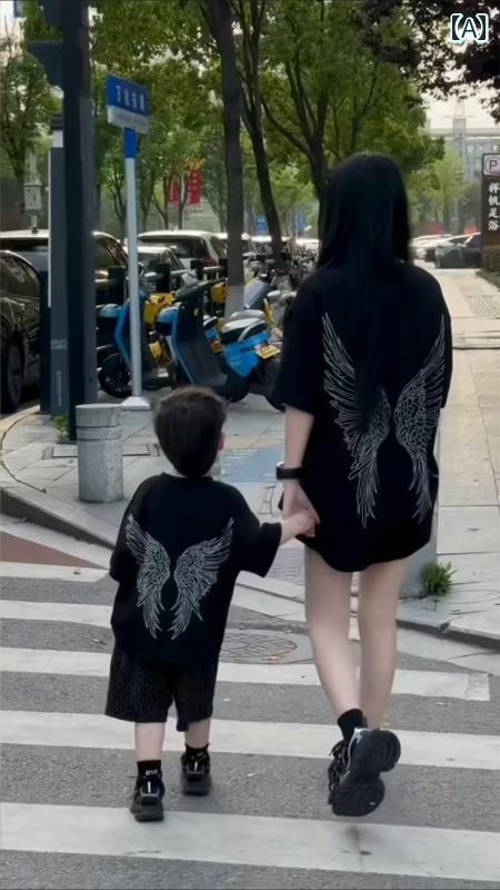 家族 ペアルック ファッション カジュアル スポット ハイエンド ストリート 親子の 夏の スタイル 家族..