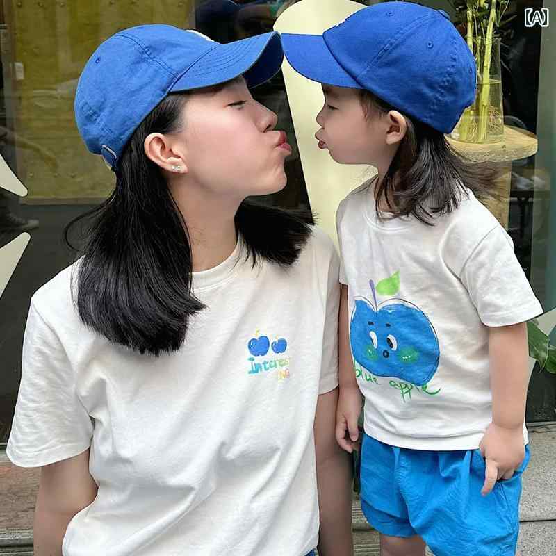 家族 ペアルック ファッション カジュアル ネットの ストリート 親子 3人 家族の 服装 2025年の 夏の ..