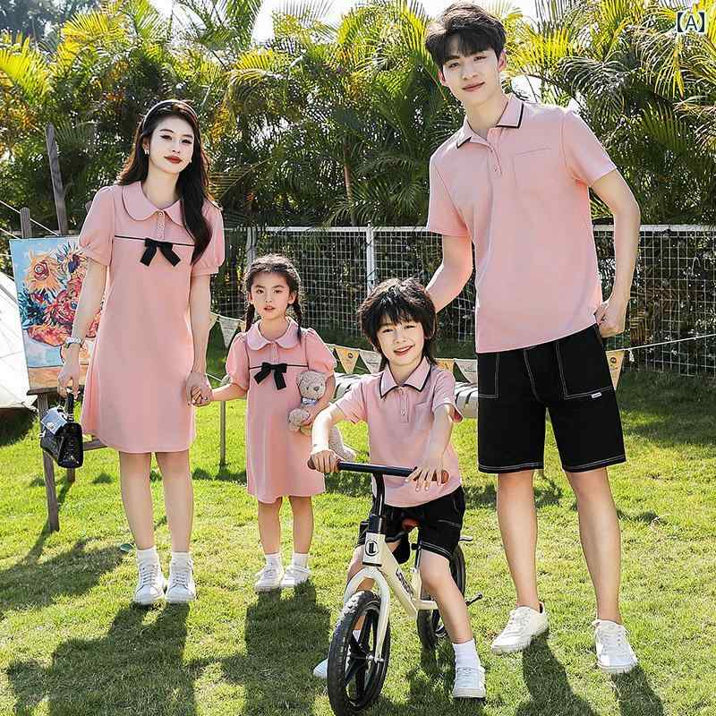 家族 ペアルック ファッション カジュアル 親子の 服装 夏の 3人 家族または 4人 家族 2025 家族の 母..