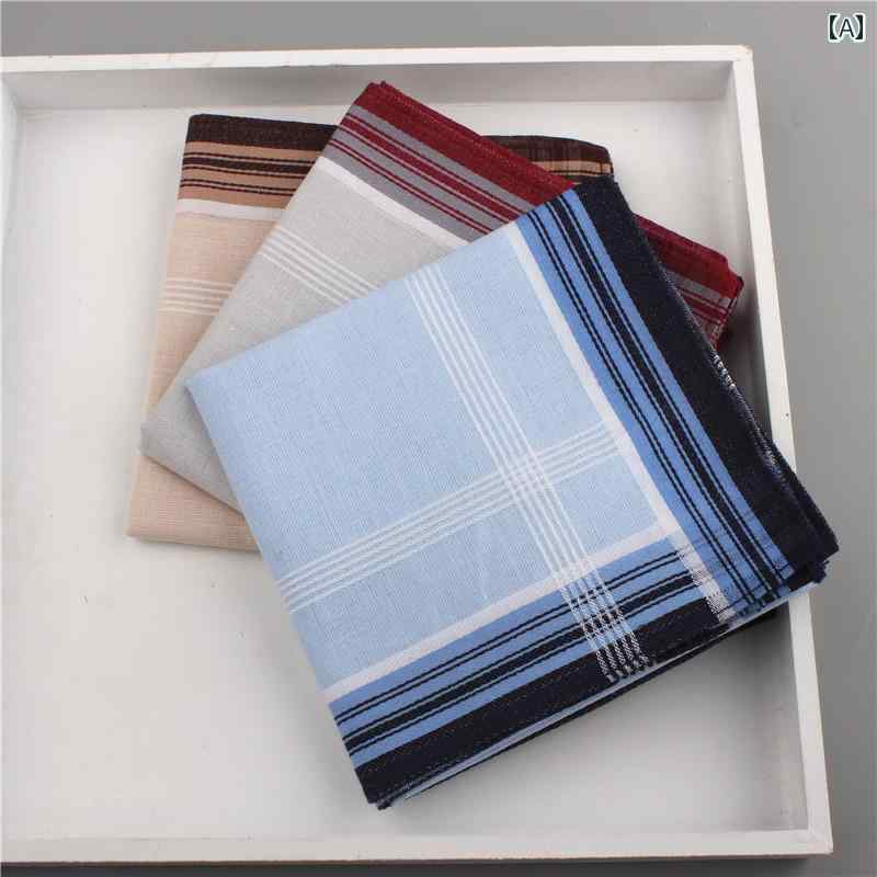 男性用 ハンカチ クラシック リボン 織り コットン メンズ ハンカチ レトロ レディースの 昔ながらの 夏の 汗 拭き 四角い タオル 持ち 運びに 便利