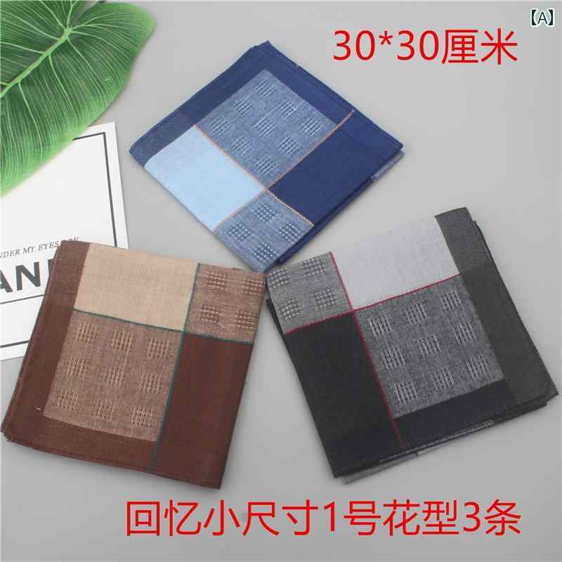 男性用 ハンカチ 3枚 昔ながらの 吸汗性 綿 ソフト ハンカチ メンズ 薄 布 四角 手や 顔を 拭く