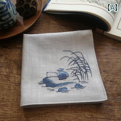 男性用 ハンカチ クラシックで 懐かしい 昔ながらの 中国 レトロ 綿 刺繍 花 人 ゲスト ギフト ハンカ..