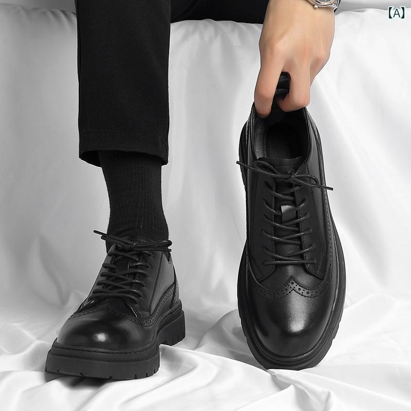 メンズ レザーシューズ 牛革 革 通気性 メンズ レザーシューズ メンズカジュアル ブラック ビジネス 英..