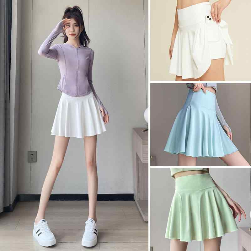 スカート レディース テニス ヨガ フィットネス 夏 ハイウエスト プリーツ ミニ丈 速乾 吸湿 防透け スポーツ用 アクティブ 動きやすい