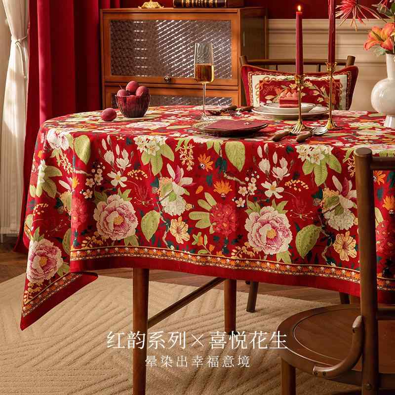 Table Runners - テーブルクロス 長方形 赤 布 新年 お正月 雰囲気 ダイニング 飾り付け 家庭用 冬 季節 インテリア シンプル