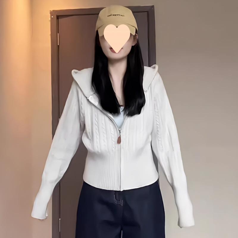 Rakuten - ニット カーディガン 女性用 秋冬 コットン セーター ソフト コーガン 編み ショート丈 トップス プルオーバー 暖かみ レイヤード 普段使い 軽量 伸縮性