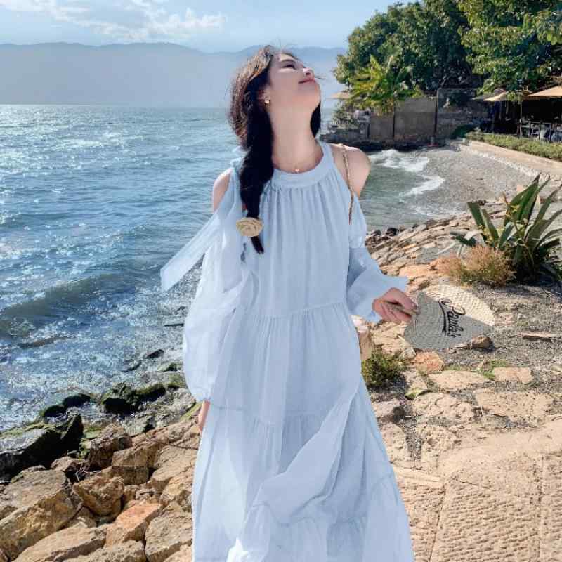 サマードレス 女性用 春夏 ビーチ かわいい 優しい フレンチスタイル 絶美 オフショルダー 軽量 伸縮性 吸湿速乾 通勤 普段使い 部屋着 アウトドア ハイウエスト ビッグシルエット Vネック ピンク系 アイボリー 再生繊維 接触冷感 カジュアル