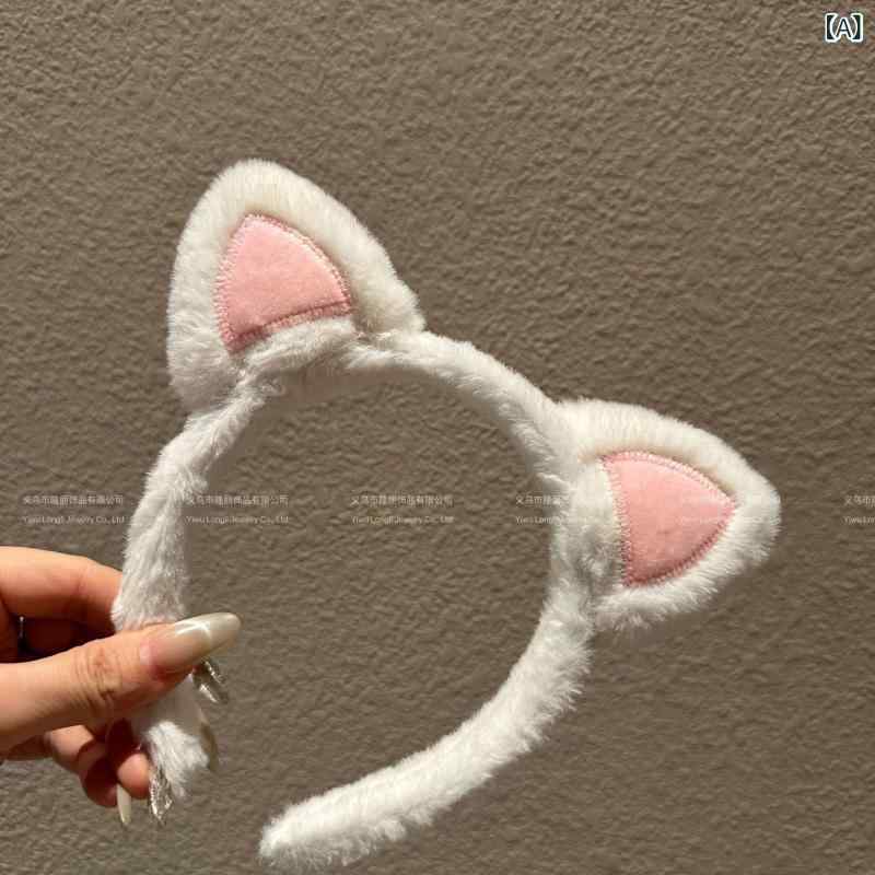 ヘアアクセサリー かわいい 猫耳 毛绒 発箍 韓国 インスピレーション 洗顔用 ヘアバンド 束髪 ヘアゴム 柔らかい 綿素材 ピンク系 ウィンター かわいい 動物モチーフ 日常使い 軽量 伸縮性