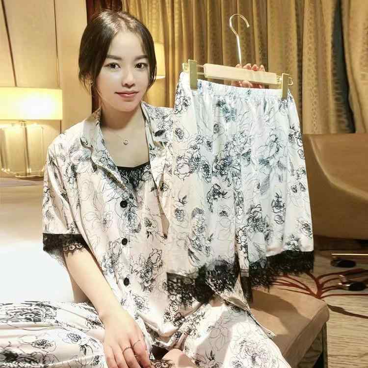 パジャマ セット レディース 春夏 接触冷感 水墨画柄 快適 ゆったり 外出着対応 女...