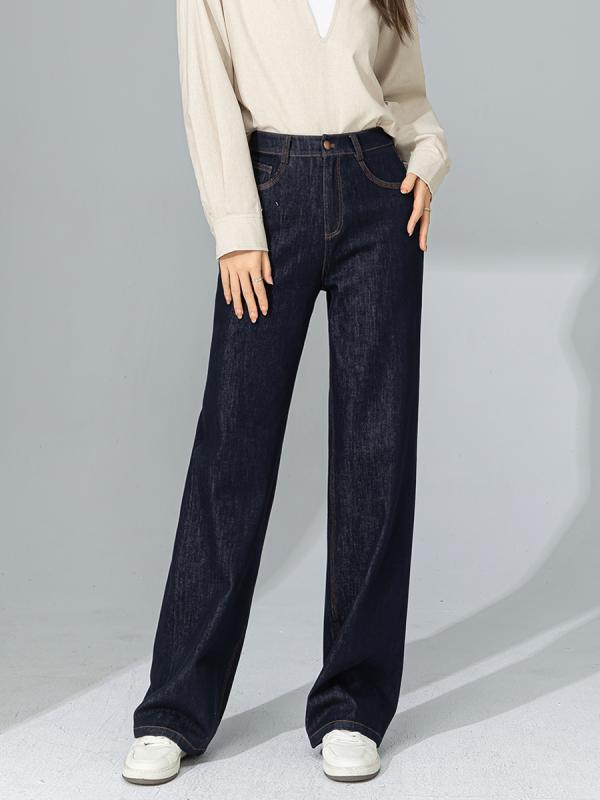 Capri Pants - デニムパンツ レディース ストレート デニム ブルー 春夏 弾力 快適 復古 スリム 牛仔 伸縮性 軽量 通勤 普段使い ハイウエスト 再生繊維 ビッグシルエット 吸湿速乾