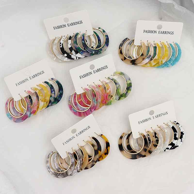Tourmaline - イヤリング 女性用 幾何学 セット C型 丸型 3対 耳飾り アクセサリー シンプル モダン アクセント ジュエリー