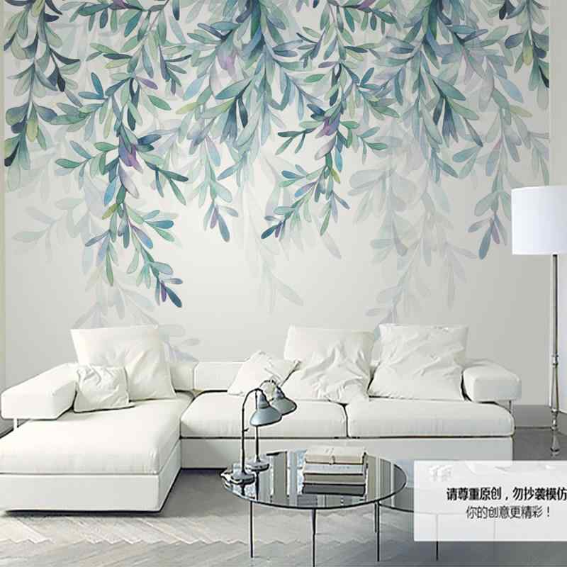 壁紙 北欧 清新 芸術的 グリーン 葉柄 水彩 ブルー TV背景 ベッドルーム リビングルーム 壁画 ナチュラル モダン インテリア 爽やか デコレーション・スタイル: 北欧・適用スペース: 書斎.子供部屋.寝室.キッチン.天井.新婚部屋.リビング.玄関.老人部屋・素材: PVC.絹.フェイク皮紋.無紡布.植物繊維.植绒面.浮雕環保.紙質.草編・表面加工: 浮雕・計価単位: 平方メートル