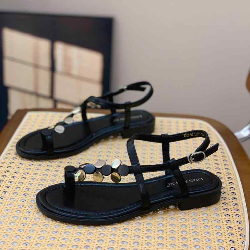 Holly'S Sole - サンダル 女性用 夏 オープントゥ フラット シングルストラップ 快適 クッション性 高級感 スタイリッシュ 普段使い 軽量 コーディネートしやすい 通気性 良い 柔軟素材