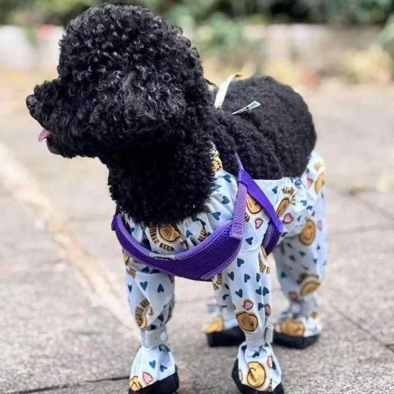 小型犬用 全身連体服 防塵レッグカバー 背中露出カバー テディ ビション対応 オールシーズン通用 ペット服 室内外兼用 伸縮性素材 軽量設計 かわいい