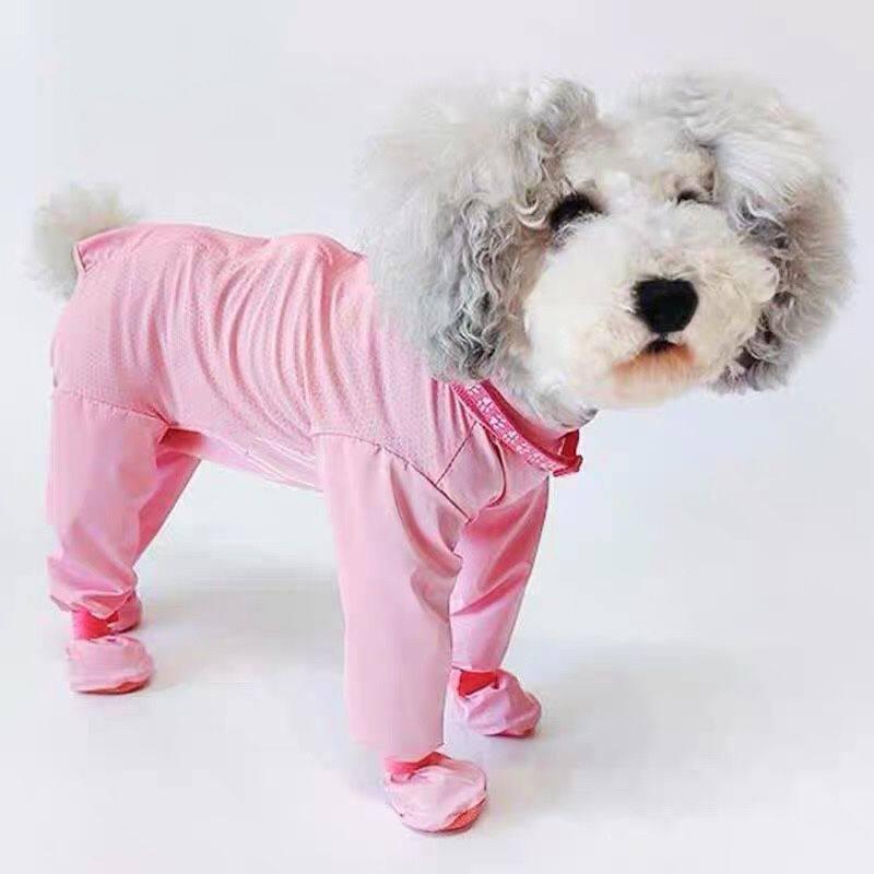 犬服 テディ犬用 術後回復 連体 四脚保護 パンツ 防汚 防塵 外出散歩 防尿 脚ガード 防虫 機能性 軽量 伸縮性