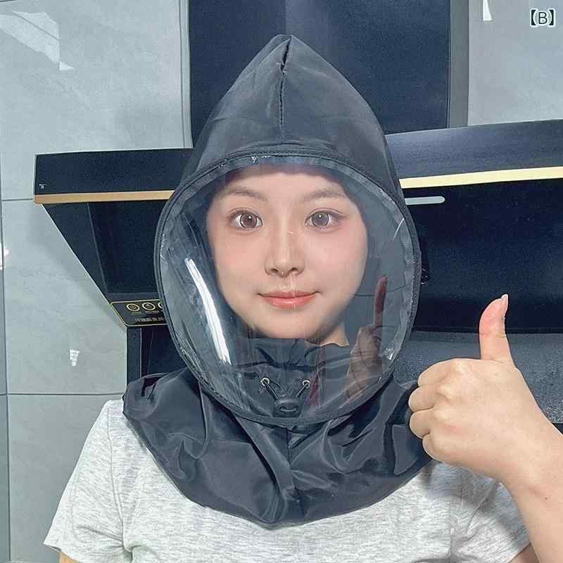 女性用 調理帽子 油煙防止 フェイスガード 付き スカーフ一体型 油飛び防止 防塵 ...