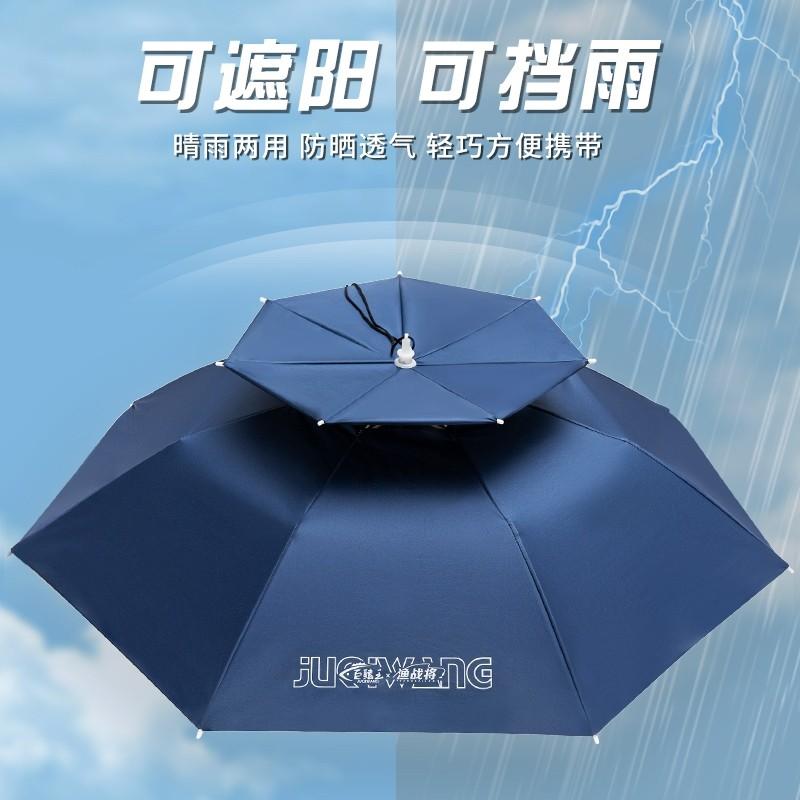 Rain Hat - 傘帽子 頭戴式 折りたたみ 釣り用 防水 UVカット 強化 アウトドア 携帯 雨よけ 日よけ 軽量 コンパクト 形状