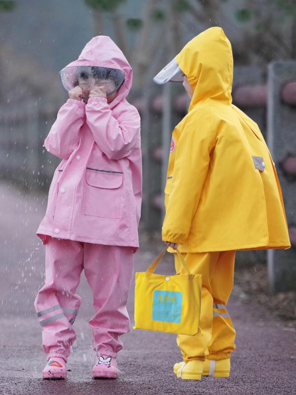 キッズ 雨具 分離式 セット 幼稚園 通園用 男女兼用 防水 反射材 本袋付き 全身カバー ポンチョタイプ 軽量 伸縮性(4.0)