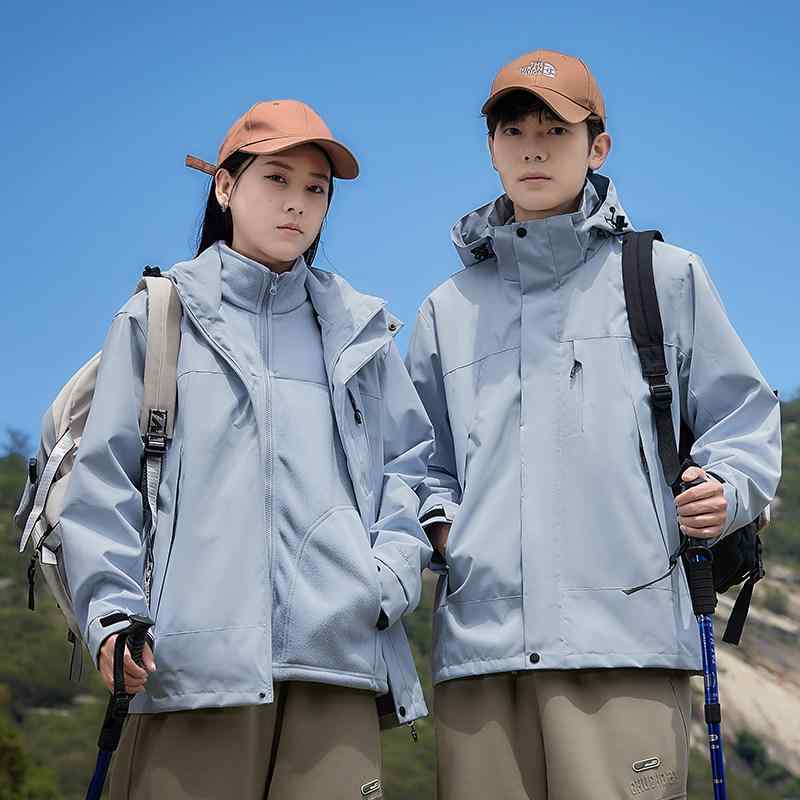 アウトドア ジャケット 男女兼用 春秋冬 防風 防水 耐摩耗 登山 キャンプ 旅行用 三合一 取り外し フリース 軽量 耐久性 ポリエステル 混紡 伸縮性 吸湿速乾