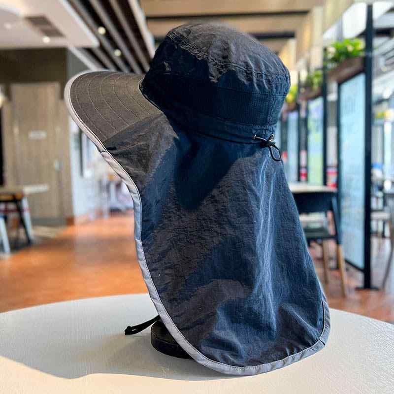 帽子 メンズ 夏用 UVカット 大きめサイズ 長めフード 首保護 日よけ アウトドア 速乾 釣り キャンプ 登山 軽量 吸湿速乾 ブラック グレー