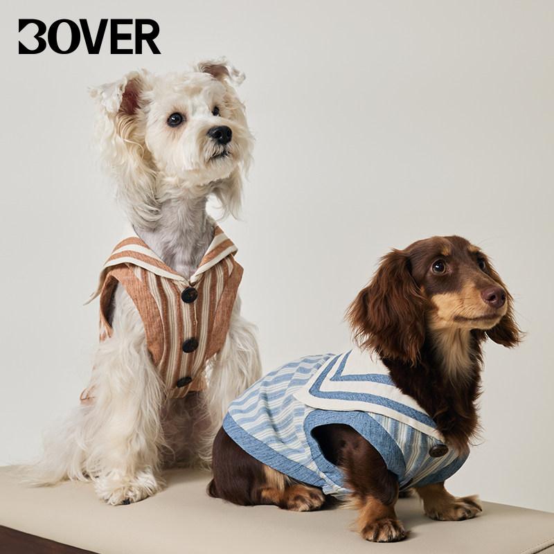 ペット コスプレ服 犬猫用 春夏 セーラー服 ノースリーブ ベスト 通気性 ストライプ 中小型犬 かわいい 軽量 快適 散歩用 カジュアル