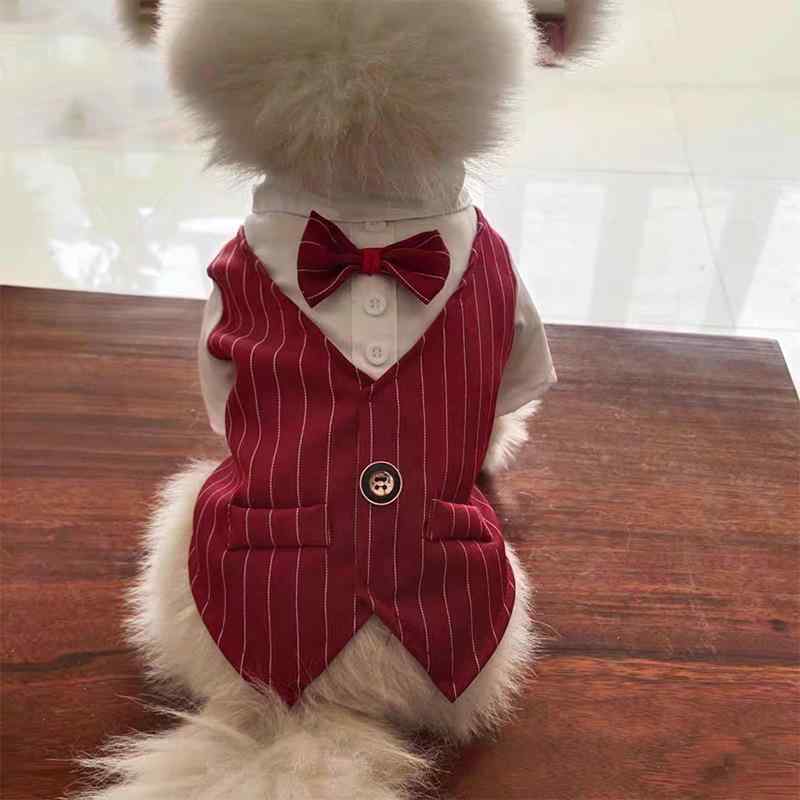 犬用 夏用 薄手 シャツ スーツ 結婚式 礼服 飾り 小型犬 ビション テディ 対応 軽量 通気性 綿素材 カジュアル