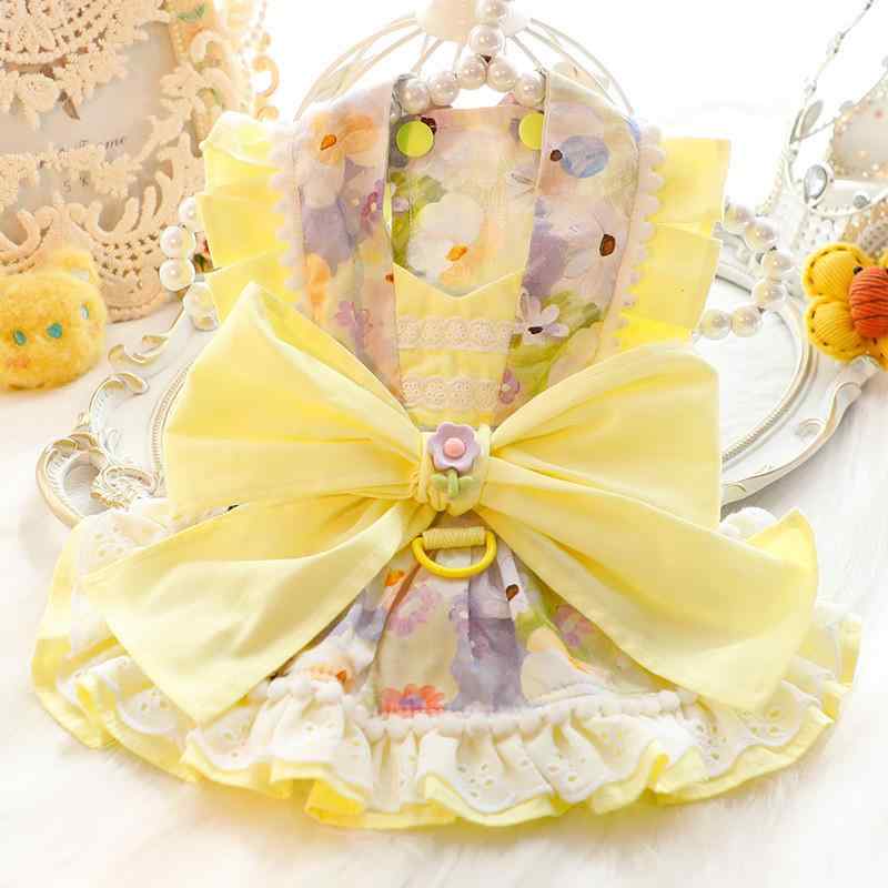 犬服 春夏 小型犬用 ロリータ プリンセスドレス 薄手 軽量 通気性 かわいい ペット 散歩用 フリル 装飾 ゴシックスタイル