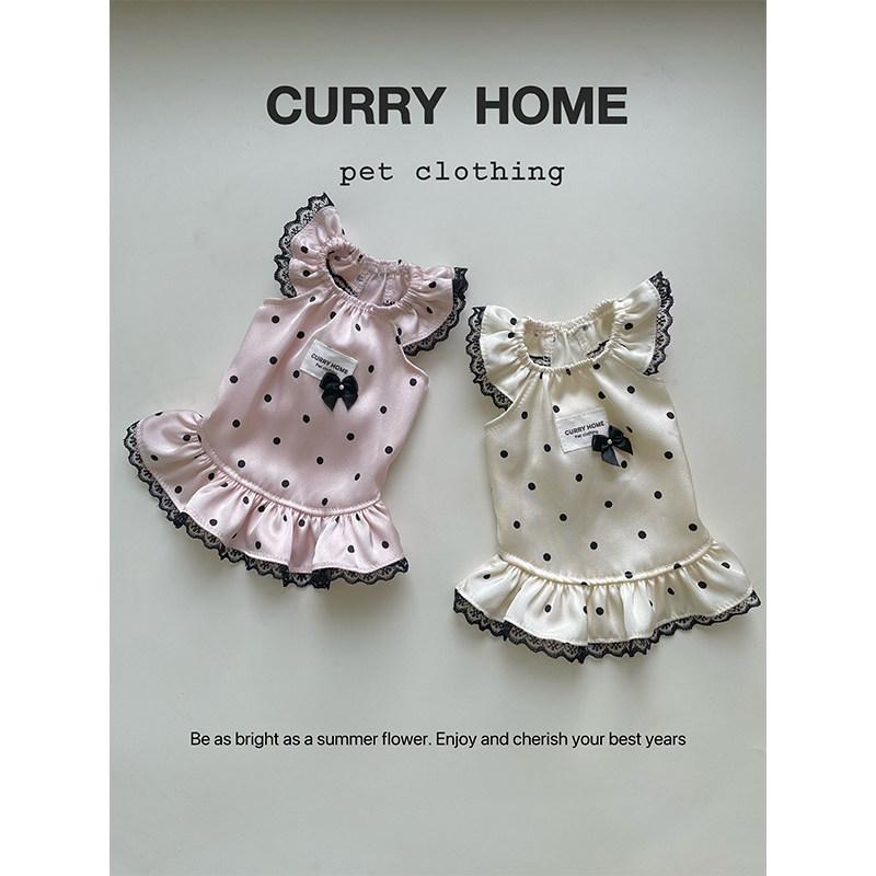 小型犬用 夏 パジャマ スカート かわいい 薄手 高級感 軽量 通気性 ペット服 室内着 柔らかい 素材 ビッグシルエット ピンク系