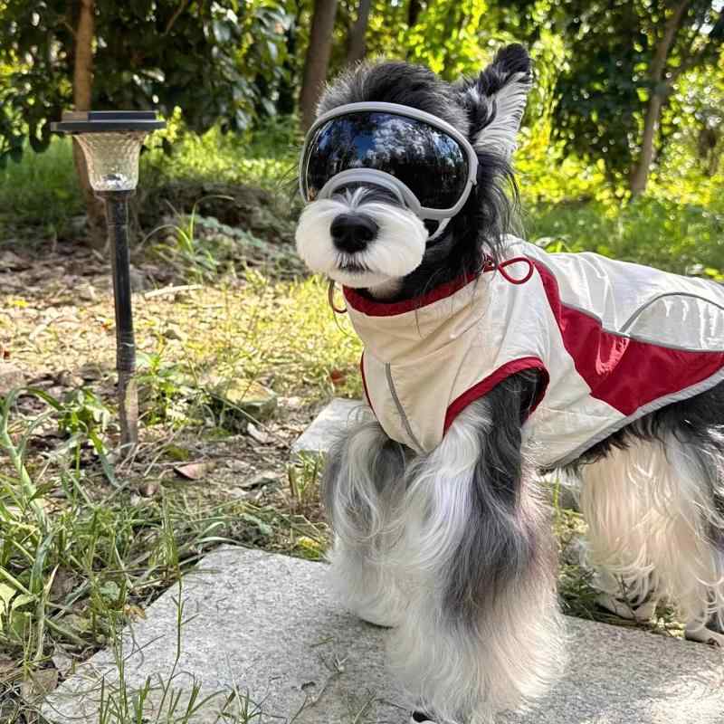 犬用 防水 コート 小型犬 中型犬 調整可能 夜間 反射 赤白 ツートン 散歩用 アウトドア ペット服 ワンちゃん ジャケット