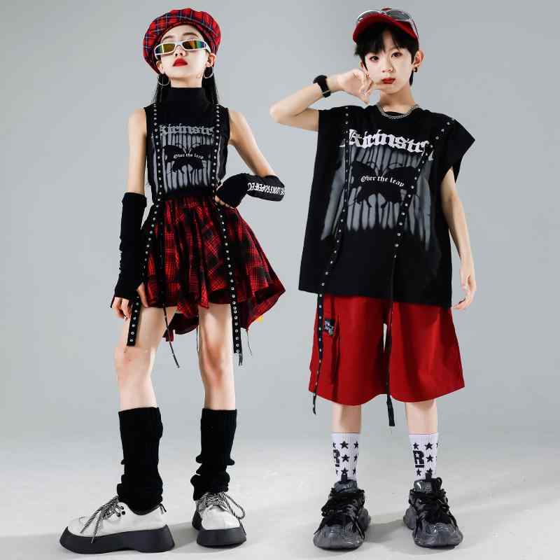 子供 ダンス衣装 キッズ 男の子 女の子 ヒップホップ ジャズダンス パフォーマンス セット 伸縮性 トッ..