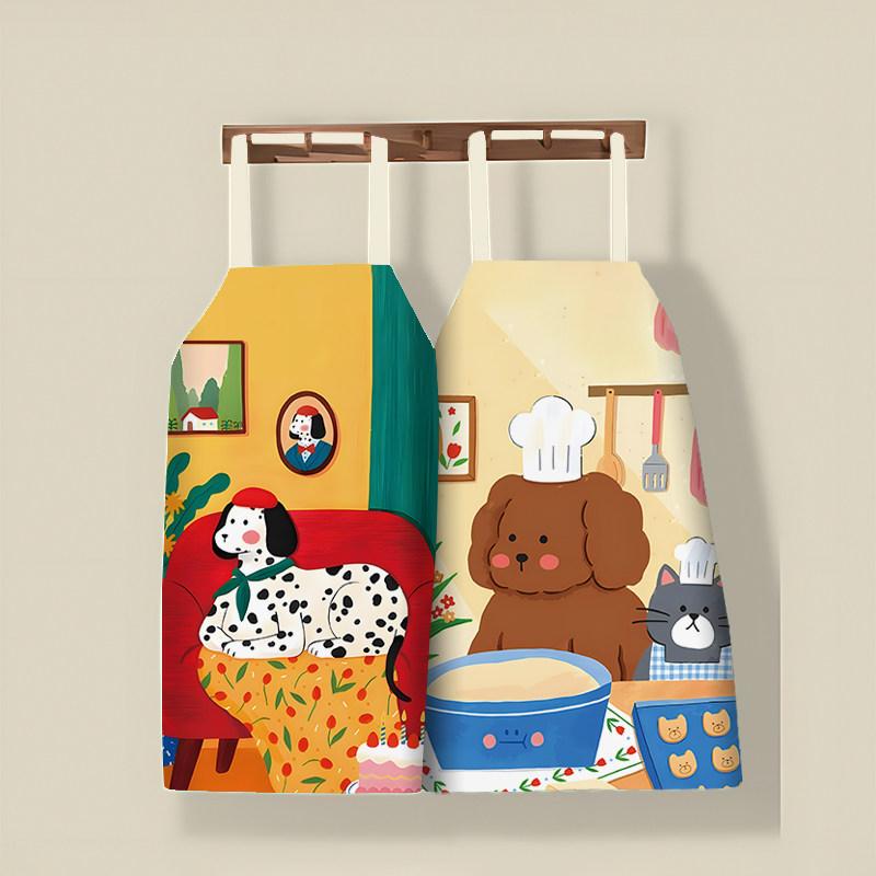 エプロン かわいい カートゥーン柄 布 キッチン用 ベーキング 調理 ホーム 個性的 イラスト