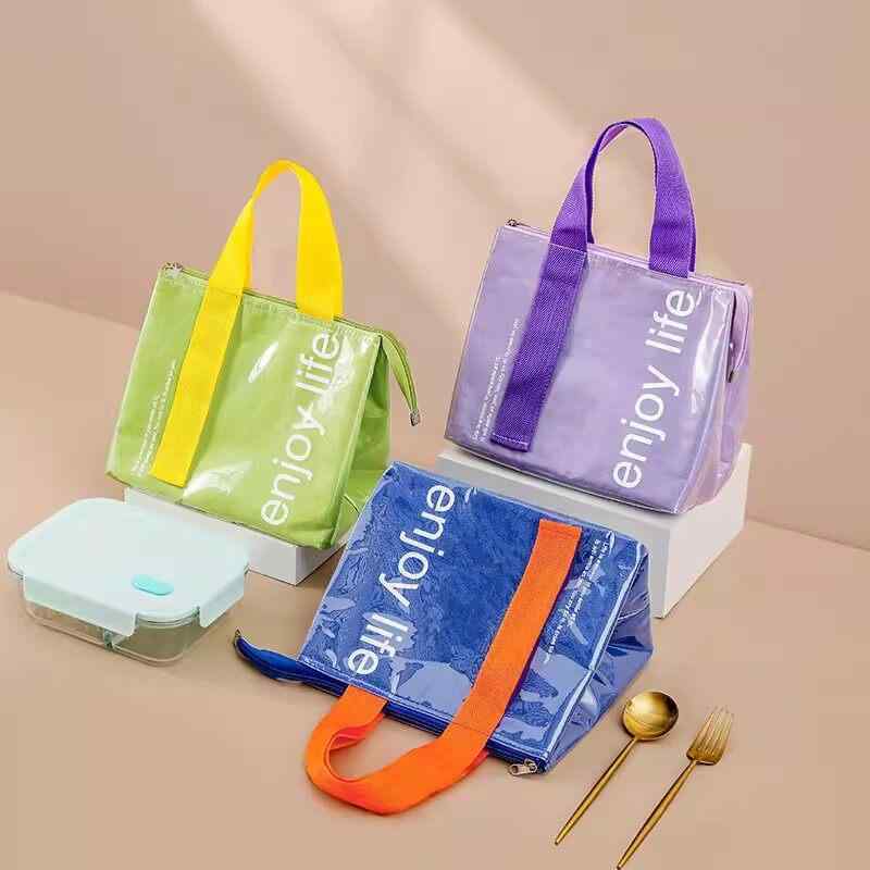 Rakuten - 学生用 弁当バッグ PU素材 防水 保温 手提げ ランチバッグ 弁当ポーチ 日常使い 持ち運び 便利 合成皮革 軽量 機能的