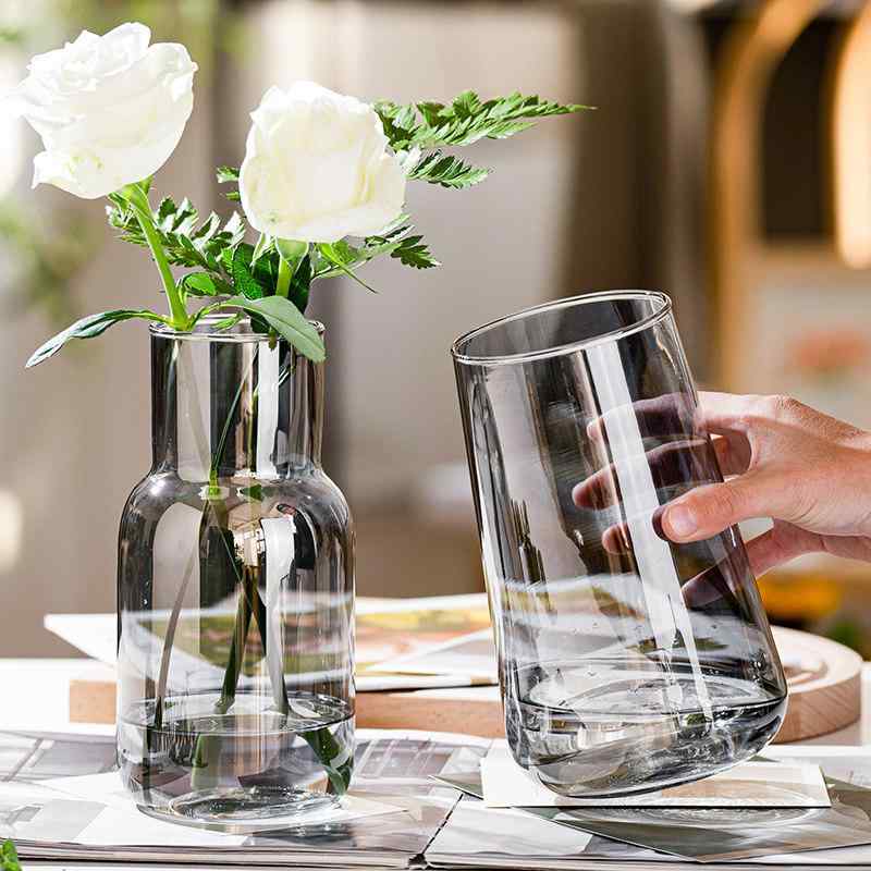Crystal Products - 花瓶 北欧風 シンプル ガラス フラワーベース 水耕え 花挿し 小型 クリア リビング ダイニングテーブル インテリア クリエイティブ 置き物 ミニマル デコレーション 透明 モダン 卓上 観葉植物 対応