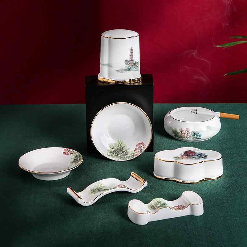 ボーンチャイナ 陶器 卓上小物 セット 箸置き スプーン置き 灰皿 爪楊枝筒 小皿 家庭用 レストラン用 ホテル用 高級感 耐久性 洗練デザイン