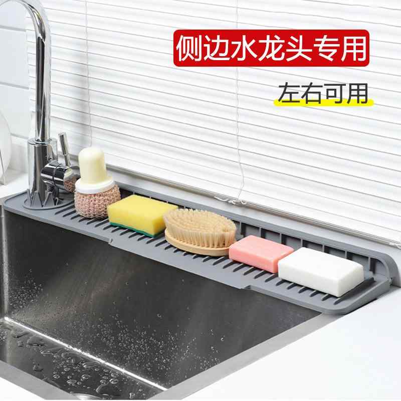 キッチンシンク 水栓用 シリコン 防飛び散り パッド 片側延長 左右対応 防水 柔軟素材 積水防止 カウンター保護 耐久性
