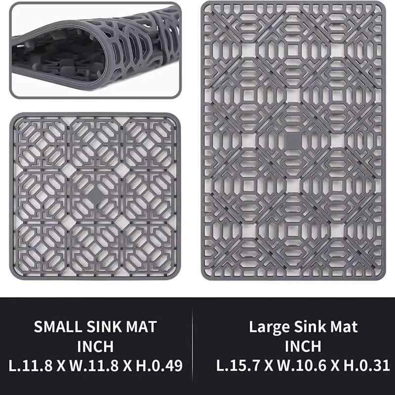 Sink Mats - シリコン 空孔 キッチンシンク マット 水切り板 滑り止め 多機能 断熱 厚手 ボウル ディッシュ パッド 洗い物 収納 耐熱 柔軟 キッチン用品