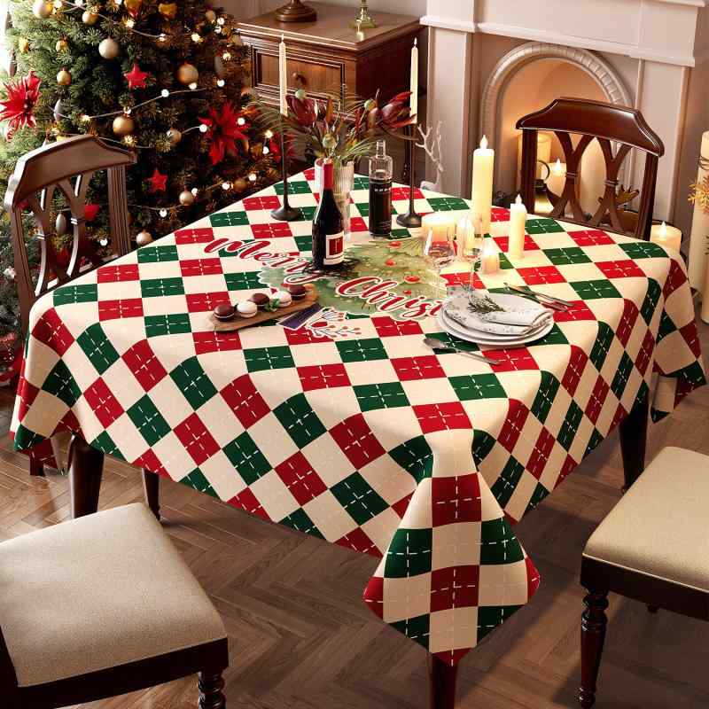 クリスマス テーブルクロス 緑 赤 チェック柄 新年 パーティー 感謝祭 デスク 飾り付け 装飾 冬 雰囲気 家庭用 イベント コーディネート