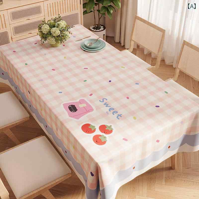 Table Runners - テーブルクロス 長方形 防水 防油 拭き取り簡単 チェック柄 クリームカラー 食卓用 ローテーブル用 日常使い 油汚れ防止 キッチン雑貨