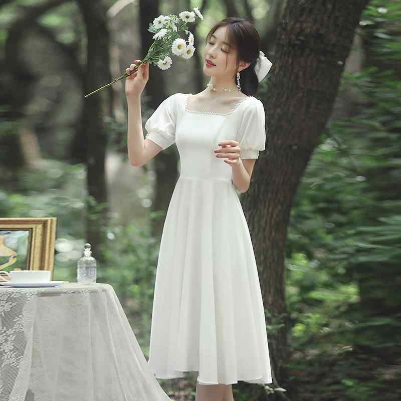乐天商城 - ワンピース レディース 白 秋 結婚登録用 婚約 小さめ サテン 高級感 軽奢 ユニーク シンプル 膝丈 膝上丈 膝下丈 膝出し 膝隠し 膝カバー 膝丈スカート 膝上スカート 膝下スカート 膝丈ドレス 膝上ドレス 膝下ドレス 膝出しドレス 膝隠しドレ