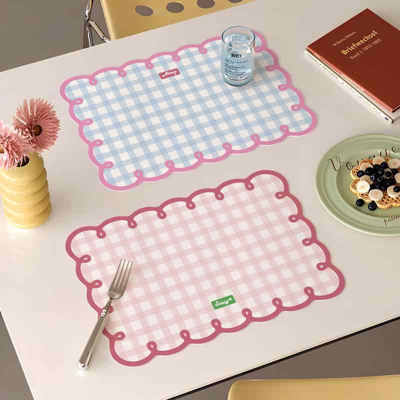 食卓マット レトロ チェック柄 防水 防油 洗い不要 断熱 耐熱 耐高温 キッチン用 食器置き テーブルプロテクター コースター ダイニング 普段使い 軽量 簡単清掃