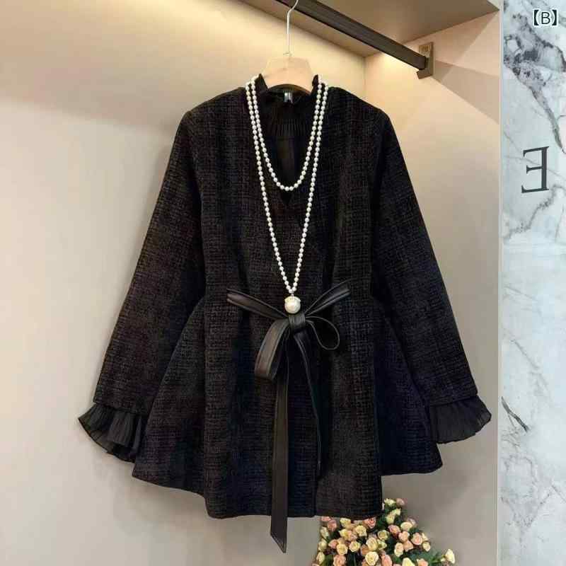 コート 女性用 大きめサイズ 秋冬 Vネック ゆったりシルエット 韓国 ウエストシェイプ 上品 体型カバー スリム見え 厚手 ウール混 暖か素材