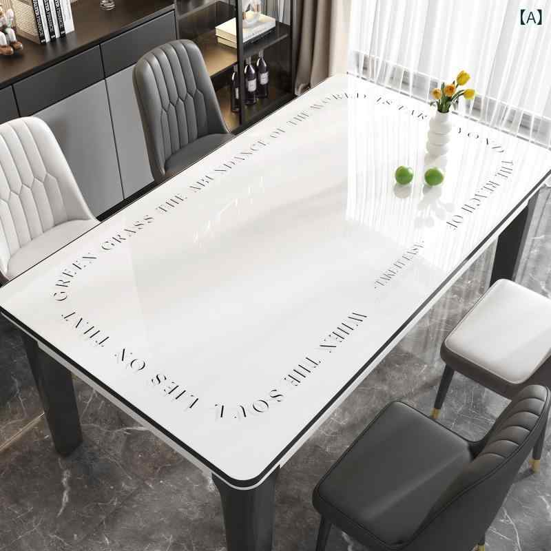 Table Runners - テーブルマット 透明 黒白柄 食卓保護 防水 防油 免洗 軟質ガラス調 ビニール素材 高級感 軽奢 拭き取り 汚れ防止 軽量 ソフト ダイニング 日常使い キッチン対応