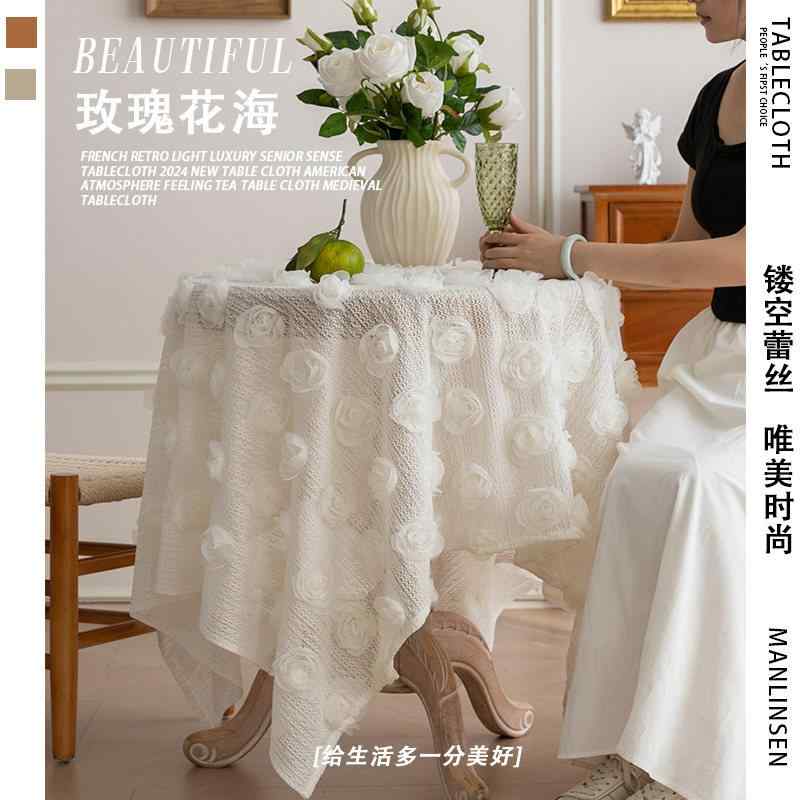 Table Runners - 食卓布 プリンセス風 レース 刺繍 高級感 家庭用 誕生日パーティー 写真撮影 小道具 テーブルカバー エレガント