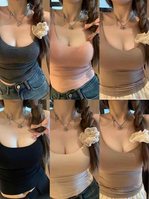 キャミソール レディース 夏用 セクシー 修身 胸パッド サイドボリューム インナー アウター かわいい スタイル 軽量 ストレッチ 吸湿速乾