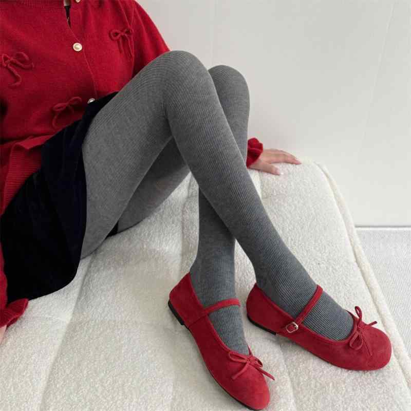 Tights - 女性用 秋冬 レギンス 羊毛 発熱 保温 起毛加工 厚手 グレー スリム 百搭 日常使い 伸縮性 暖か ベースレイヤー