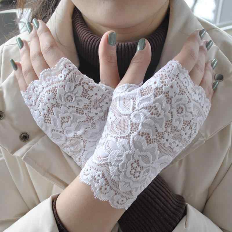 レディース レース 指なしグローブ UVカット 薄手 夏用 通気性 かわいい エレガント セクシー 白 手袋 日焼け防止 軽量 透け感 ファッション